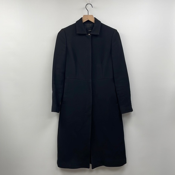 J. Crew Wool Blend Hidden Button Long Peacoat Winter Jacket Minimalist Black 2 - Picture 3 of 8